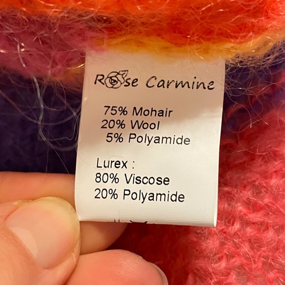 Rose Carmine Mohair Blend Rainbow Knit Sweater Vest Fairy  Boho S/M Whimsica - Picture 10 of 14